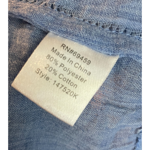 Women's XXL Portocruz Blue Lightweight Button Front Semi-Sheer Tunic Blouse - Picture 5 of 5